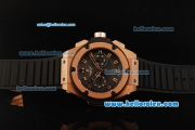 Hublot King Power Limited Edition Chronograph Swiss Valjoux 7750 Automatic Movement Rose Gold Case with Rose Gold Bezel and Black Rubber Strap