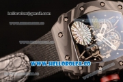 Richard Mille RM 055 Miyota 9015 Automatic Carbon Fiber Case with Skeleton Dial and Black Nylon/Leather Strap