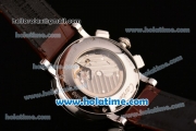 Cartier Rotonde Asia ST17 Automatic Steel Case with Black Leather Strap and Brown Dial