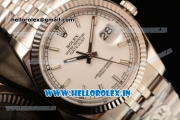 Rolex Datejust Clone Rolex 3135 Automatic Steel Case White Dial With Stick Markers Steel Bracelet- 1:1 Original(AR)