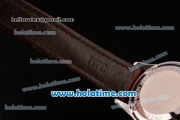 IWC Portuguese Chrono Swiss Valjoux 7750 Automatic Steel Case with Brown Leather Strap and Silver Numeral Markers