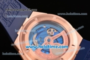 IWC Ingenieur Asia ST Automatic Rose Gold Case with Blue Rubber Bracelet Blue Dial and Stick Markers