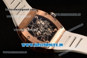 Richard Mille RM035-02 Americas Japanese Miyota 9015 Automatic Rose Gold Case Skeleton Dial With Dots Markers White Rubber Strap