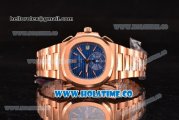 Patek Philippe Nautilus Chrono Swiss Valjoux 7750-CHG Automatic Rose Gold Case/Bracelet with Blue Dial and Stick Markers (BP)