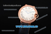 Cartier ballon bleu de Cartier Swiss Quartz Movement Rose Gold Case with Diamond Bezel and Leather Strap