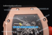 Richard Mille RM027-2 Miyota 9015 Automatic Rose Gold Case with Skeleton Dial Dot Markers and Black Nylon Strap