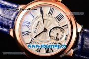 Cartier Ballon Bleu De Small Swiss Quartz Rose Gold Case with White Dial Black Roman Numeral Markers and Blue Leather Strap