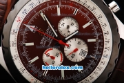 Breitling Chrono-Matic Chronograph Quartz Movement PVD Bezel with Brown Dial and White Subdials-Brown Leather Strap