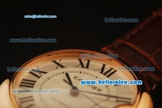 Cartier Ballon bleu de Automatic Rose Gold Case with White Dial and Brown Leather Strap