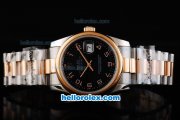 Rolex Datejust Automatic Two Tone with Black Dial and Rose Gold Bezel