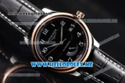 Longines Master Power Reserve Swiss ETA 2824 Automatic Steel Case with Black Dial and Black Leather Strap Rose Gold Bezel