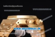 Audemars Piguet Royal Oak Chronograph Swiss Valjoux 7750 Automatic Yellow Gold Case/Bracelet with Blue Dial Stick Markers (EF)