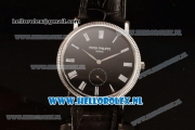 Patek Philippe Calatrava Small Seconds Miyota 9015 Automatic Steel Case with Black Dial Roman Numberal Markers and Black Genuine Leather Strap (GF)