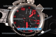 U-Boat U-51 Chimera Watch Limited Edition Chrono Miyota Quartz Steel Case with Black Dial and Red Arabic Numeral Markers