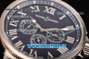 Ulysse Nardin Marine Chrono Asia Automatic Steel Case with Roman Numeral Markers and Black Dial