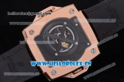 Hublot Masterpiece MP 08 Antikythera Sunmoon Asia 2813 Automatic Rose Gold Case Skeleton Dial Grey Leather Strap and Stick Markers