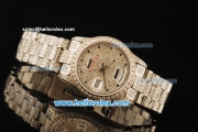 Rolex Day-Date Automatic Movement Diamond Case with Diamond Dial and Diamond Strap-ETA Coating