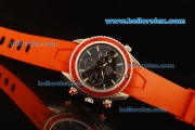 Omega Seamaster Chronograph Swiss Valjoux 7750 Automatic Movement Steel Case with Red Bezel and Orange Rubber Strap