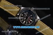 Breitling Avenger Seawolf II 75 Anniversary Army Air Swiss ETA 2836 Automatic PVD Case with Black Dial and Army Green Leather Strap Stick Markers (H) - 1:1 Original