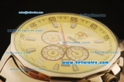 Ferrari Automatic Full Steel Case with Yellow Dial and Three Subdials-SS Strap