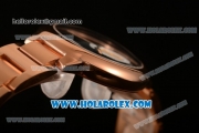 Cartier Rotonde De Miyota Quartz Rose Gold Case/Bracelet with Black Dial