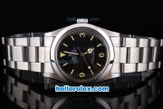 Rolex Explorer Oyster Perpetual chronometer Automatic with Black Dial and White Bezel and Case-Yellow Marking