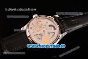 IWC Portuguese Tourbillon Mystere Swiss Tourbillon Automatic Steel Case with White Dial Black Leather Strap and Silver Arabic Numeral Markers (FT)