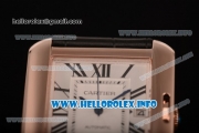 Cartier Tank Anglaise Miyota 9015 Automatic Rose Gold Case with Silver Dial Black Leather Strap and Roman Numeral Markers