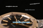 Audemars Piguet Royal Oak Swiss ETA 2824 Automatic Two Tone Case with Two Tone Strap and Black Grid Dial - 1:1 Original