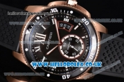 Cartier Calibre de Cartier Diver Asia ST16 Automatic Rose Gold Case with Black Dial Roman Markers and Black Rubber Strap