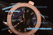 Omega Seamaster Swiss ETA Quartz Steel Case with Rose Gold/Diamond Bezel and Black Dial