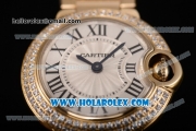 Cartier Ballon Bleu De Small Swiss Quartz Yellow Gold Case/Bracelet with White Dial and Black Roman Numeral Markers - Diamonds Bezel