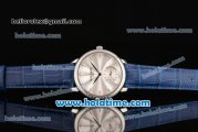 Patek Philippe Calatrava Miyota Quartz Steel Case with Blue Leather Bracelet and Silver Sitck Markers