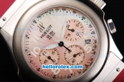 Hublot MDM Chronograph Miyota Quartz Movement MOP Dial with White Numeral Markers and Red Rubber Strap-Lady Size