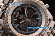 Breitling Bentley 6.75 Big Date Automatic Movement Silver Case with Black Dial and Honeycomb Bezel-SS Strap