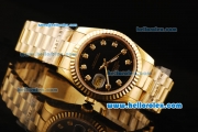 Rolex Datejust Automatic Movement ETA Coating Case with Gold Case and Strap-Black Dial