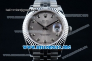 Rolex Datejust II Swiss ETA 2836 Automatic Steel Case with Grey Dial Diamonds Markers and Stainless Steel Bracelet (BP)