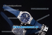 Vacheron Constantin Overseas Dual Time Asia ST30 Automatic Steel Case with Blue Dial Stick Markers and Blue Rubber Strap