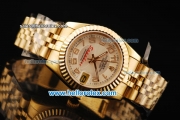 Rolex Datejust Oyster Perpetual Automatic Movement Full Gold with White Dial and Arabic Numeral Markers-Lady Model