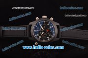 IWC Pilot's Double Chronograph Edition TOP GUN Swiss Valjoux 7750 Automatic Ceramic Case with Black Dial and Black Leather Strap