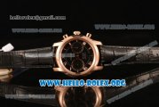 Omega De Ville Co-axial Chronograph Clone Omega 9300 Automatic Rose Gold Case with Black Dial and Black Leather Strap (EF)