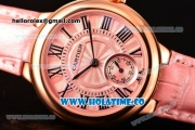 Cartier Ballon Bleu De Small Swiss Quartz Rose Gold Case with Pink Dial Black Roman Numeral Markers and Pink Leather Strap