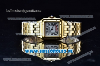 Cartier Santos 100 Japanese Miyota Quartz Yellow Gold Case with White Dial Roman Numberal Markers and Yellow Gold Bracelet