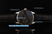 IWC Schaffhausen Portugieser Automatic Movement Steel Case with Black Dial and Black Leather Strap IWC Schaffhausen Portugieser Automatic Movement Steel Case with Black Dial and Black Leather Strap