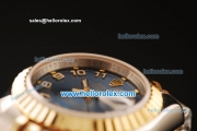 Rolex Datejust Swiss ETA 2671 Automatic Full Steel with Rose Gold Bezel and Dark Blue Dial-Two Tone Strap