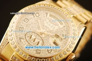 Rolex Day Date Swiss ETA 2836 Automatic Yellow Gold Case with Diamond Dial/Bezel and Gold Diamond Strap