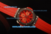 Hublot Big Bang Chronograph Swiss Valjoux 7750 Automatic Movement Red Dial with Black Bezel and Red Rubber Strap