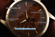 Jaeger Lecoultre Automatic Steel Case with Brown Dial and Brown Leather Strap