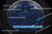 Hublot King Power Chrono Japanese Miyota OS20 Quartz PVD Case with Black Dial and Blue Leather Strap