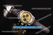 Scuderia Ferrari Chronograph Miyota OS20 Quartz Steel Case with Yellow Dial Black Leather Strap and Silver Arabic Numeral Markers